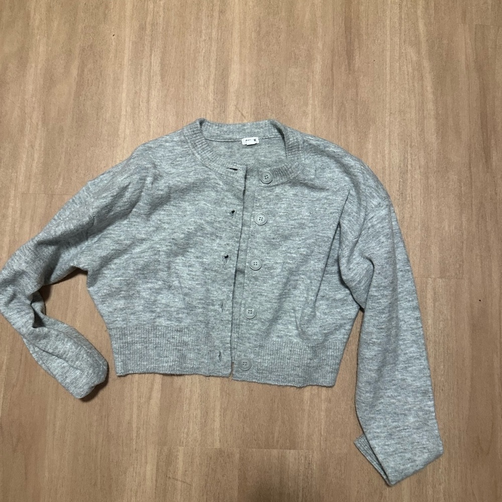 Gray Button-Up Cardigan